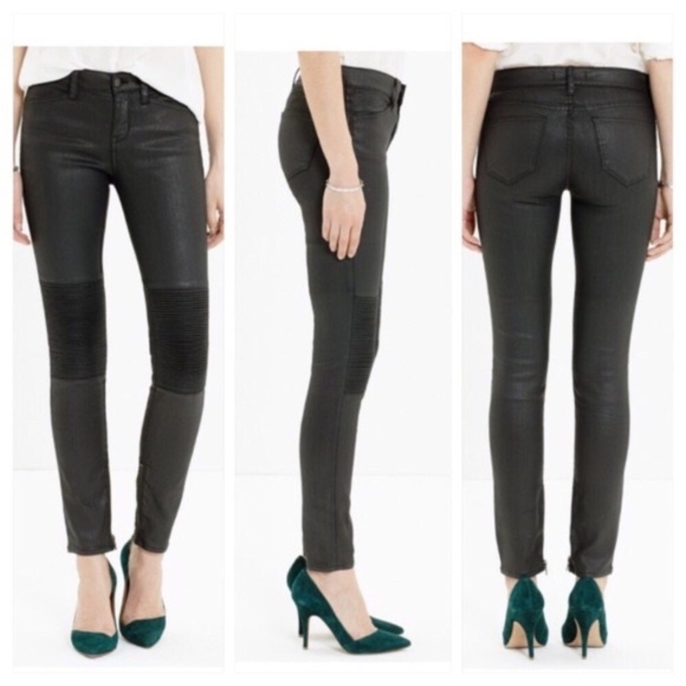 Madewell coated moto skinny jeans